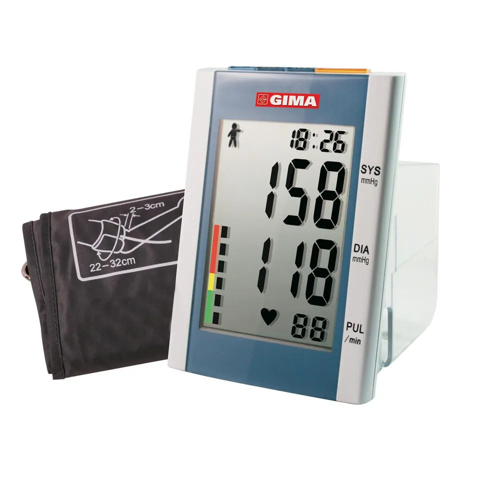 gima-32803-domino-digitale-sfigmomanometro-da-tavolo-con-orologio-120-memorie-e- image 1