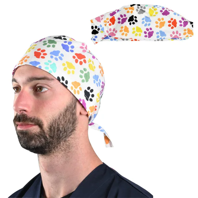 gima-cappellino-fantasia-impronte-cuffia-chirurgica-in-cotone-popeline-taglia-m image 1