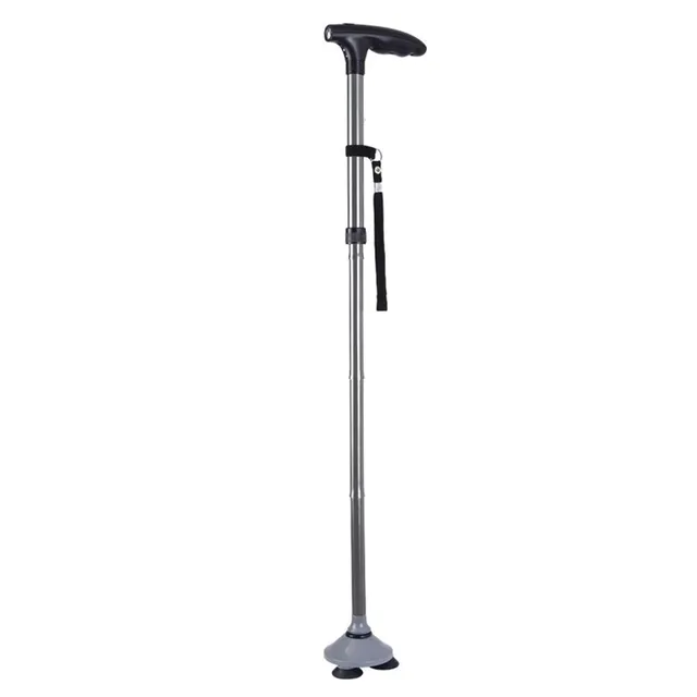 gima-43044-bastone-pieghevole-con-ventosa-rotante-360-e-luce-led-a-3-punti-argen image 1