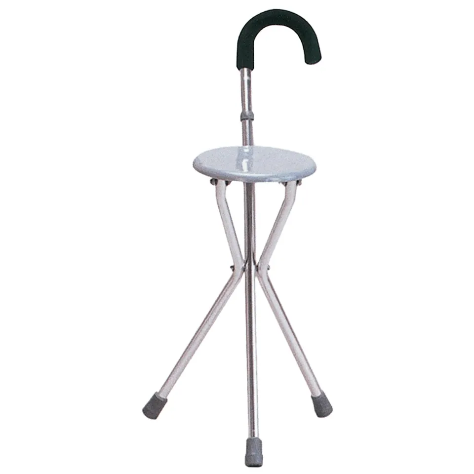 gima-43060-bastone-con-sedile-pieghevole-alluminio-argento image 1
