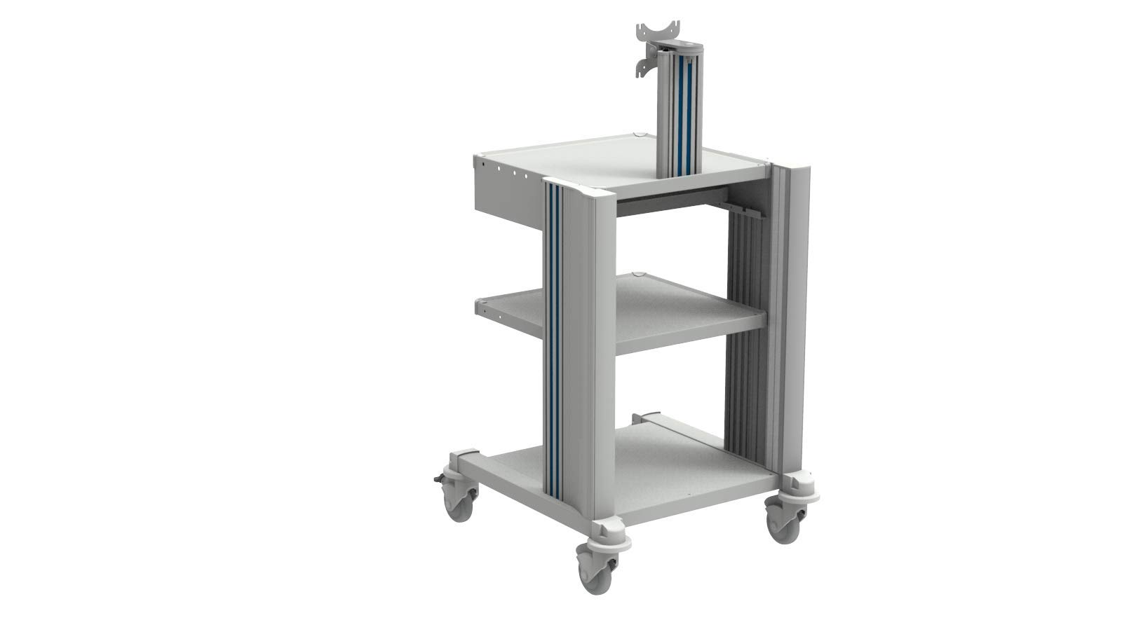 gima-27887-carrello-professionale-2-ripiani-con-tastiera-e-supporto-monitor image 4