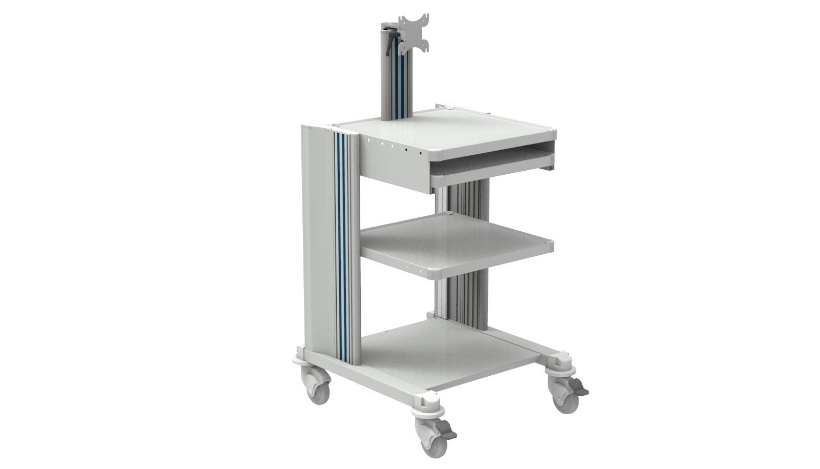 gima-27887-carrello-professionale-2-ripiani-con-tastiera-e-supporto-monitor image 5