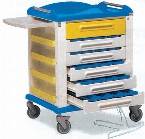 gima-27494-carrello-farmacia-con-15-divisori-4-rotelle-girevoli-di-cui-2-con-fer image 3