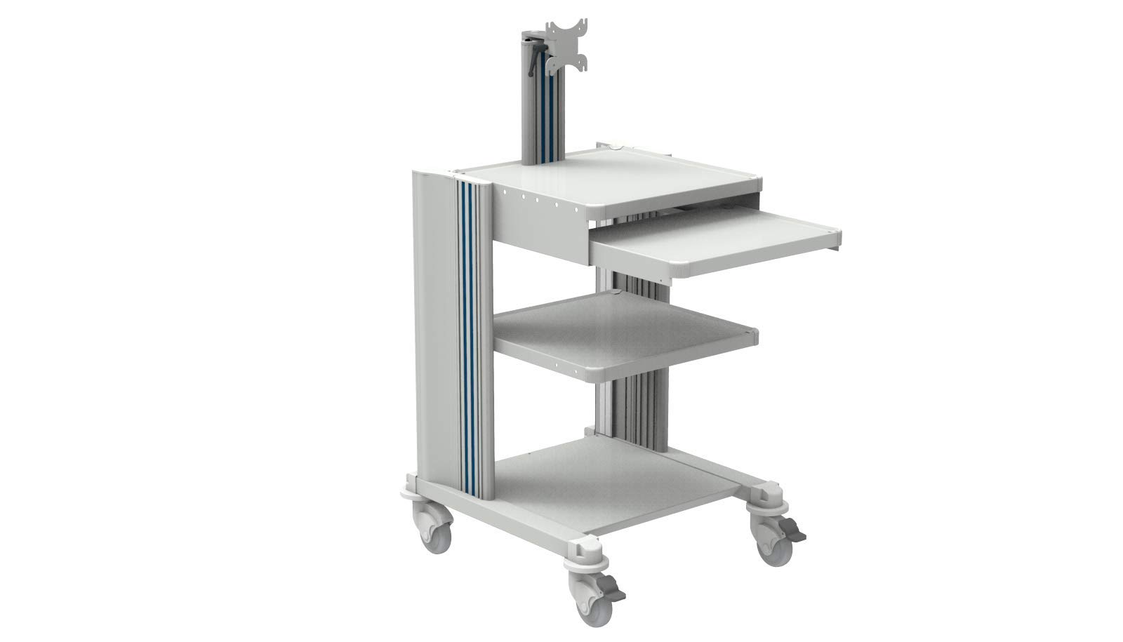 gima-27887-carrello-professionale-2-ripiani-con-tastiera-e-supporto-monitor image 1