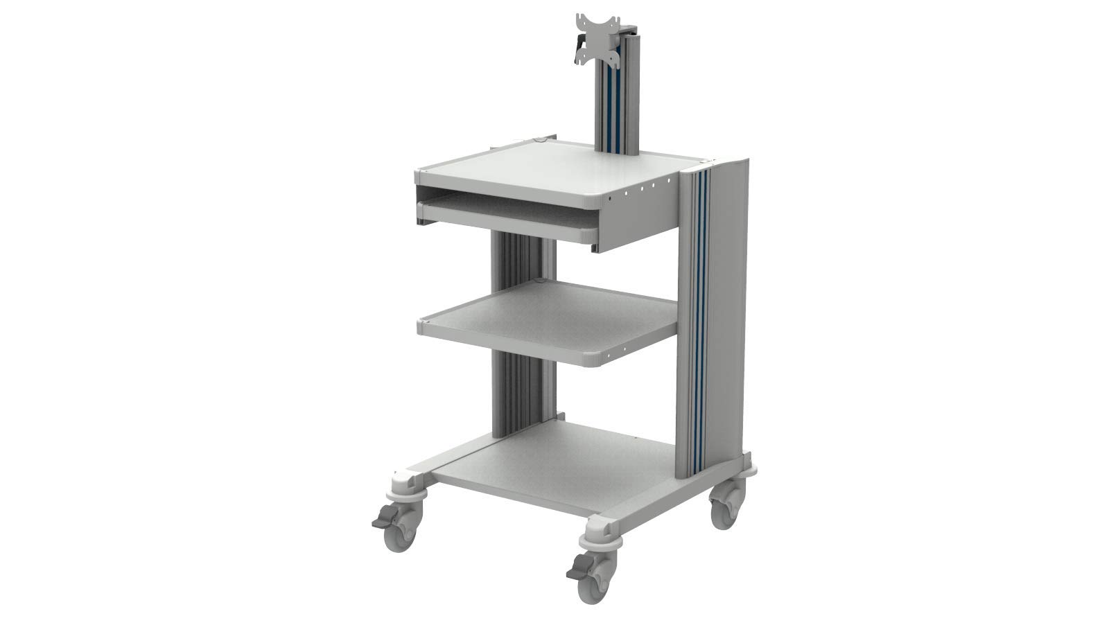 gima-27887-carrello-professionale-2-ripiani-con-tastiera-e-supporto-monitor image 2