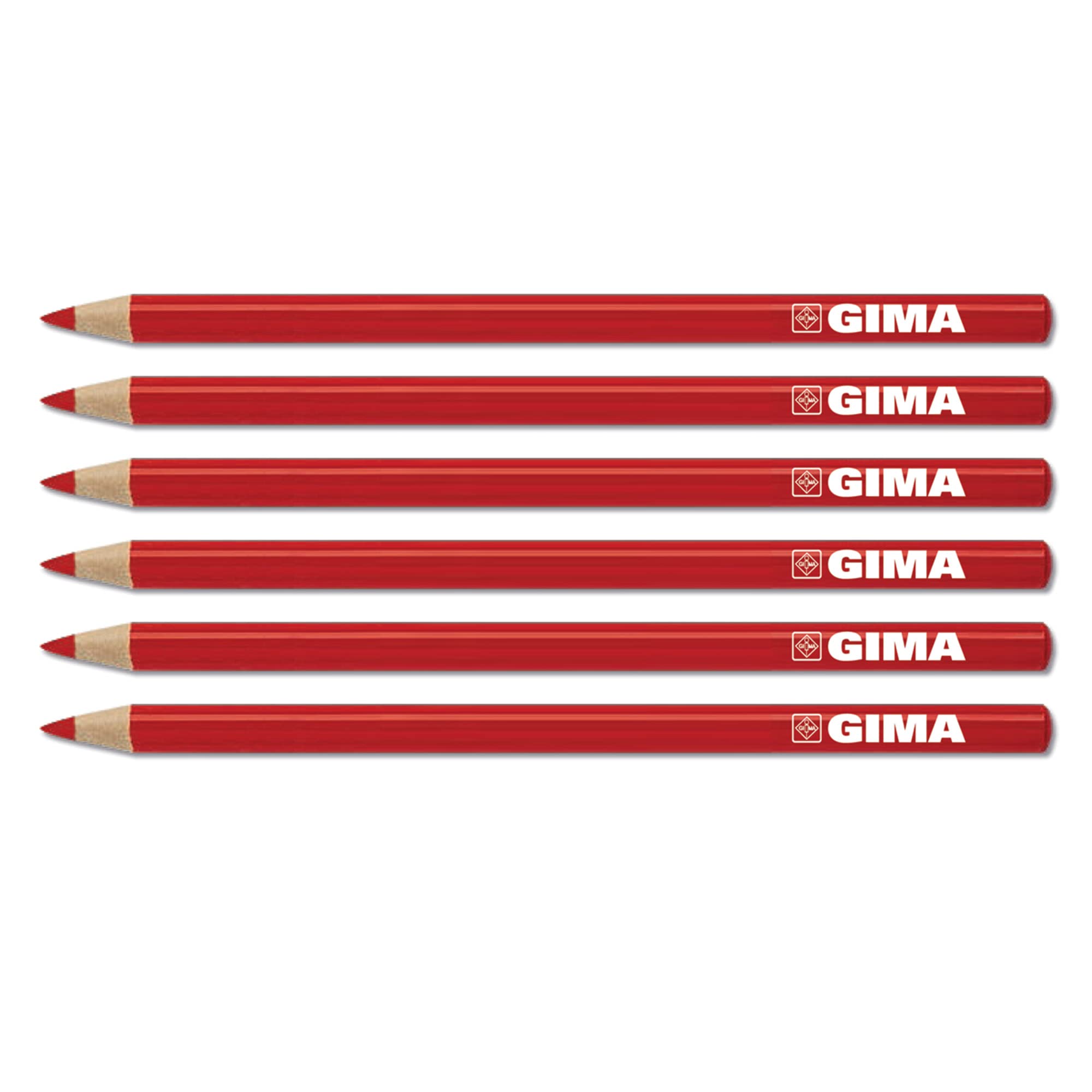 gima-matita-dermatologica-dermografica-rossa-6-pezzi-con-temperino-dispositivo-m image 1