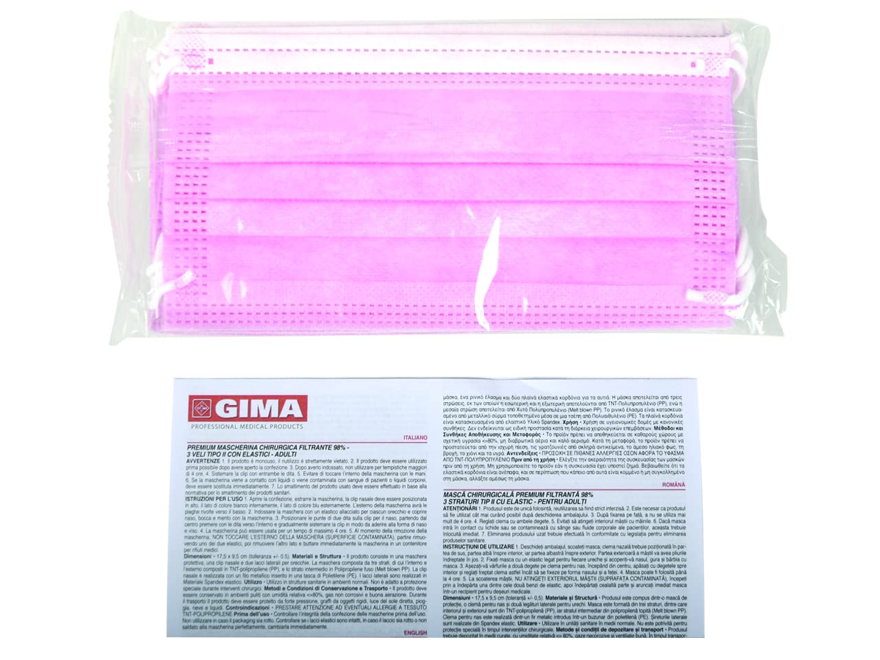 gima-20697-premium-98-mascherina-chirurgica-tipo-ii-3-veli-rosa-50-pezzi image 4