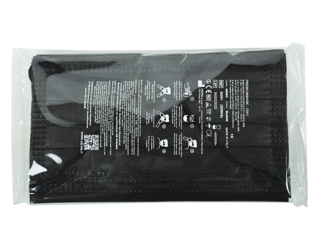 gima-20701-premium-98-mascherina-chirurgica-tipo-ii-3-veli-nera-50-pezzi image 3