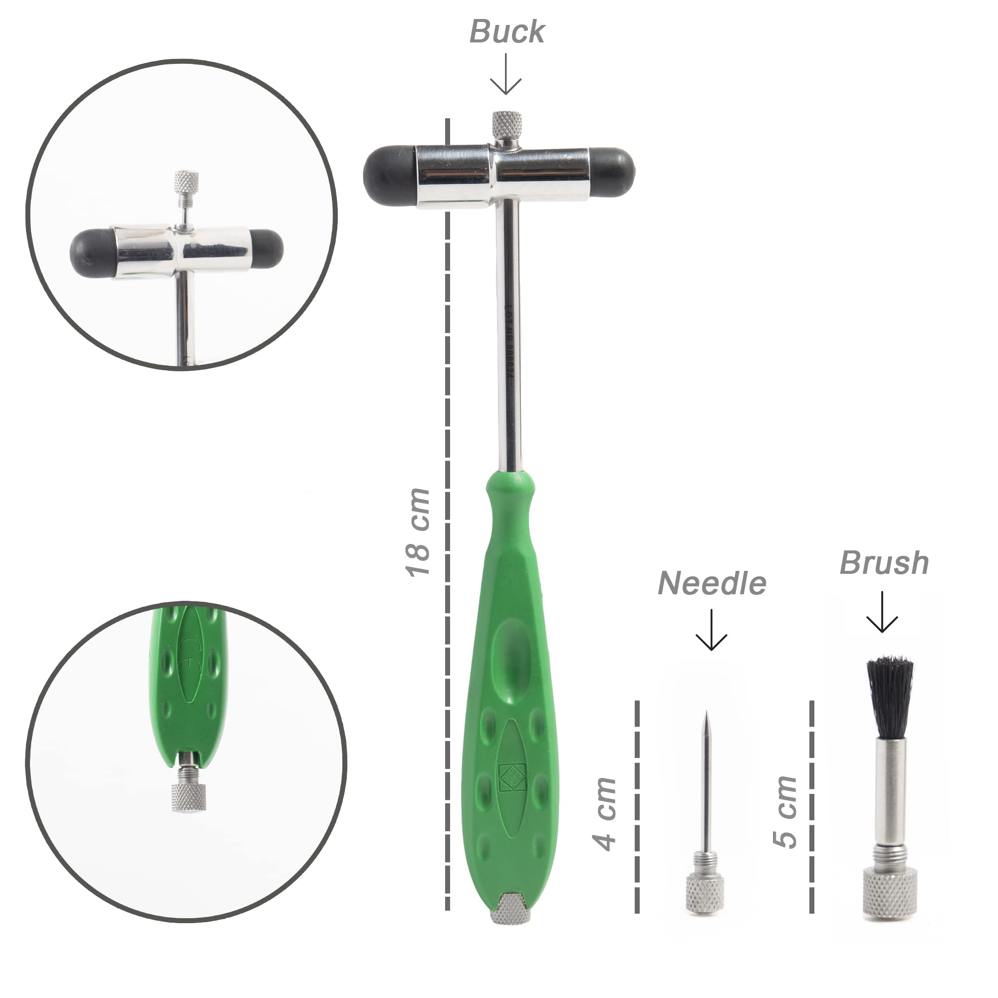 gima-31270-martelletto-neurologico-buck-gima-2000-verde-con-ago-e-agesimetro-sen image 4