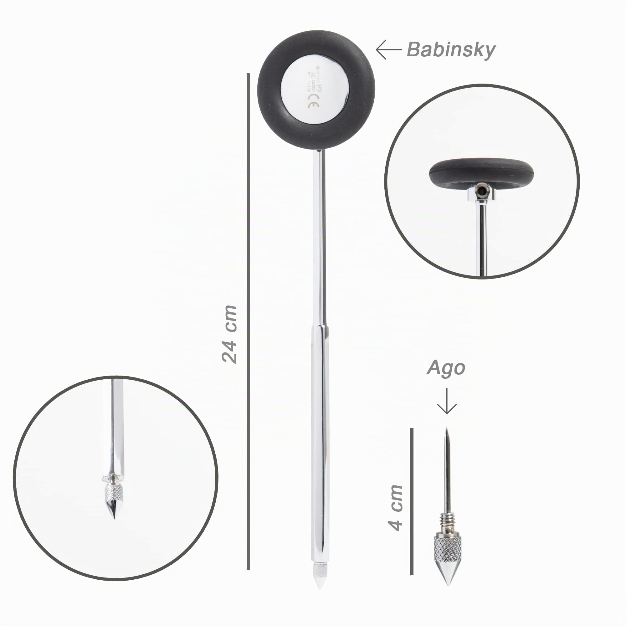 gima-31256-martelletto-neurologico-babinsky-4-5-cm-ottone-cromato-argento-con-ag image 3