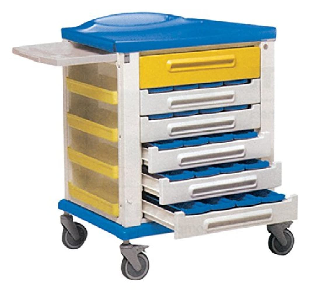 gima-27494-carrello-farmacia-con-15-divisori-4-rotelle-girevoli-di-cui-2-con-fer image 1