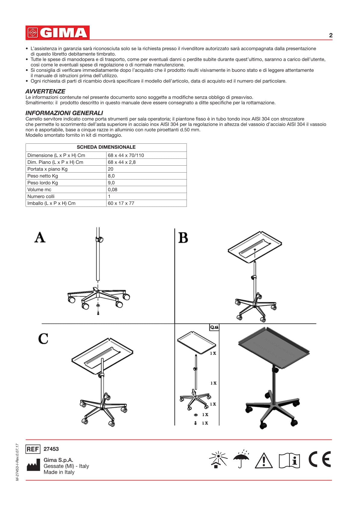 gima-27453-tavolo-mayo-con-carrello-a-5-razze-carrello-medico-in-acciaio-vernici image 8