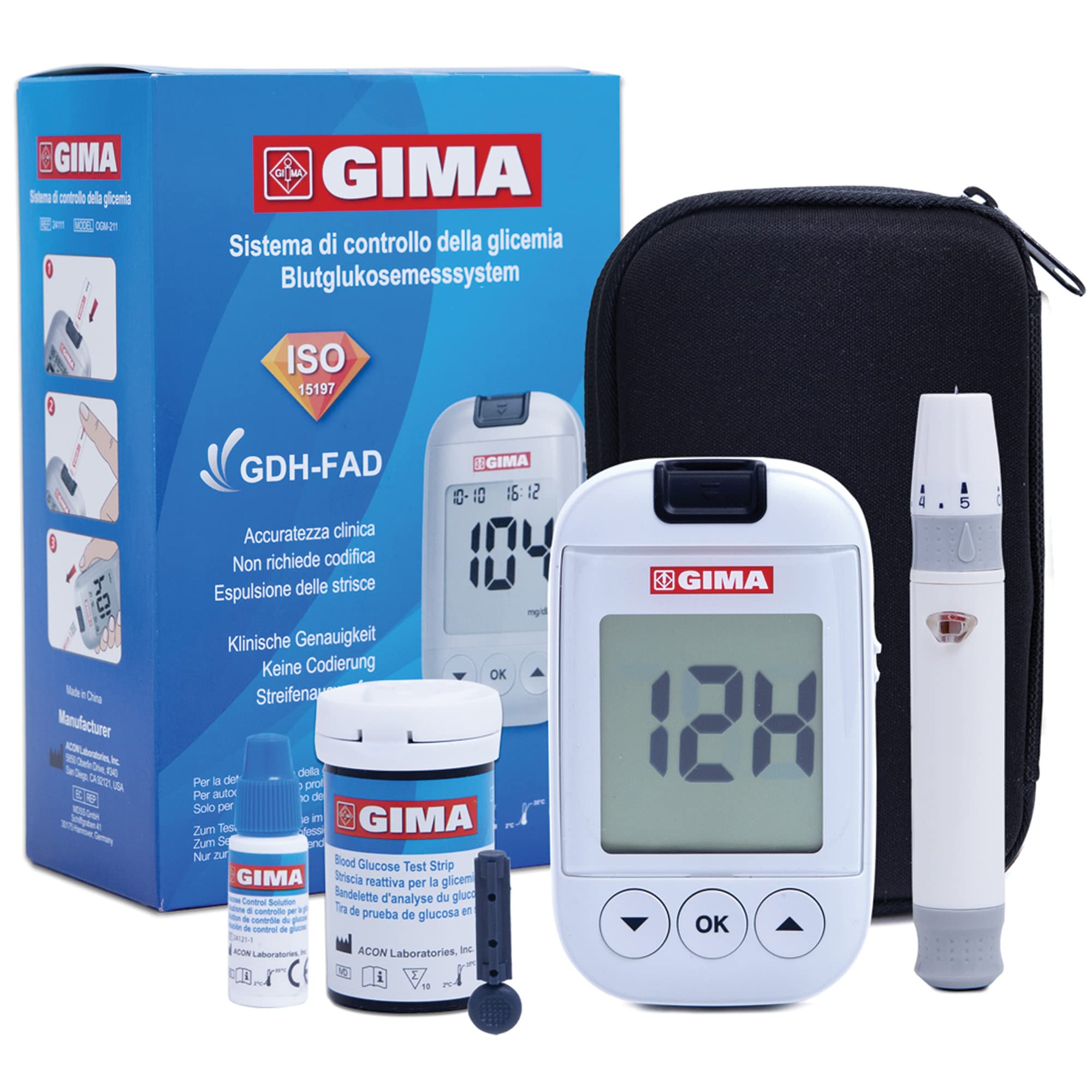 gima-glucometro-kit-completo-per-monitoraggio-glicemia-made-in-italy-con-10-stri image 1