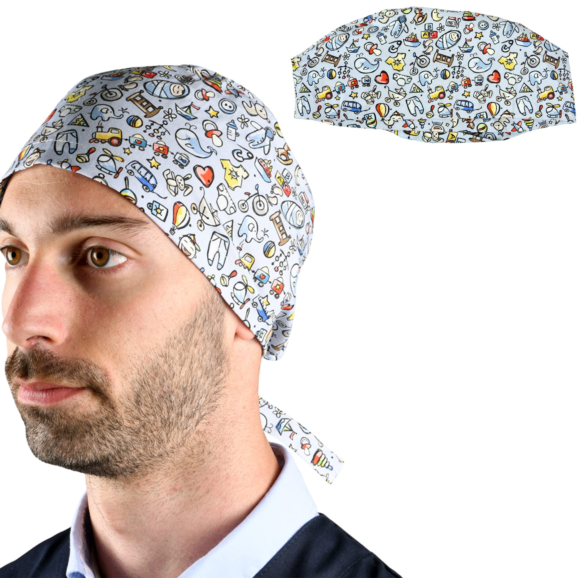 gima-cappellino-fantasia-impronte-cuffia-chirurgica-in-cotone-popeline-taglia-m image 8